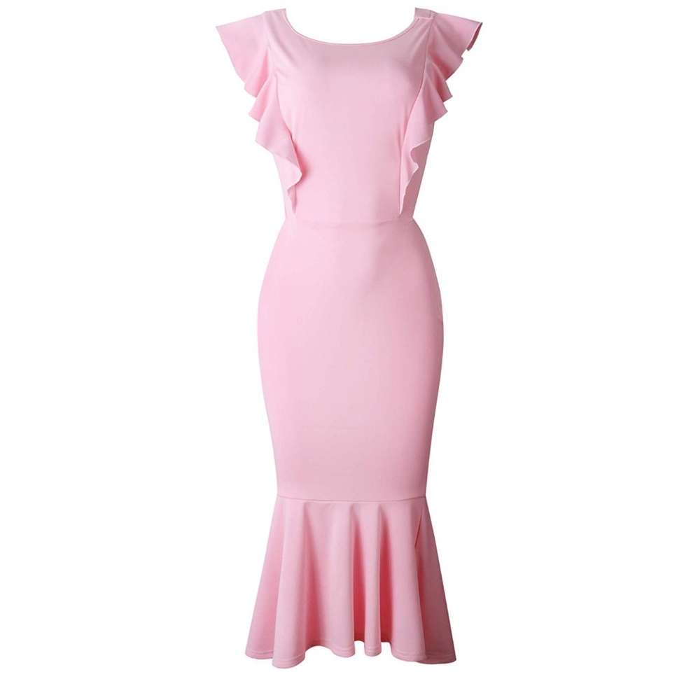 🆕 Backless Ruffle Mermaid Dress - Picture 4 of 7